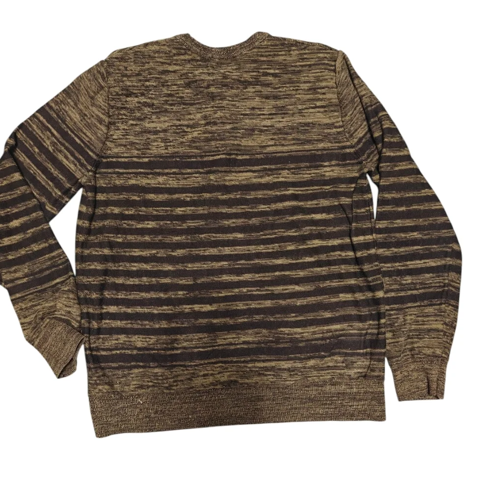 Express Men's Striped Sweater - Green and Black Size L